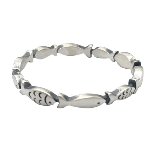 Tolldek Sterlingsilber S990 Trauringe Herren, Fisch Bandringe, Freundschaftsringe Punk Rock Sterling Silber 990, Gr.60 (19.1) von Tolldek