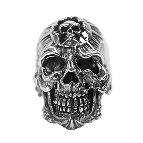 Tolldek Trauringe Sterling 925er Silber Herren, Schädel Partnerringe, Hochzeitsband Punk Rock S925 Sterlingsilber, Gr.54 (17.2) von Tolldek