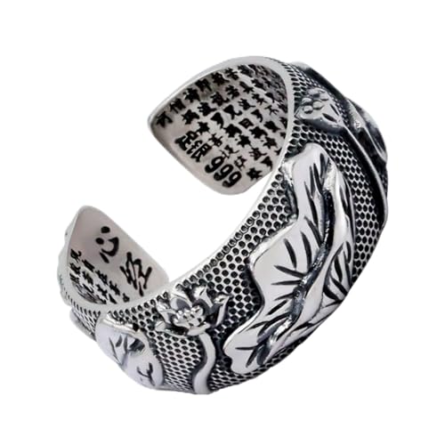 Tolldek Trauringe Sterling Silber S990 Herren, Buddha Lotus Sutra Verlobungsring, Pärchen Ringe Sterlingsilber 990er Anpassbar von Tolldek