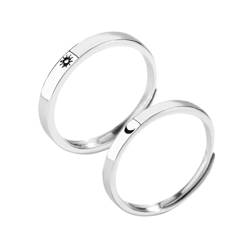 Tolldek Verlobungsring S925 Sterlingsilber Paare, Sonne Mond Trauringe, Partnerringe 925 Silber von Tolldek