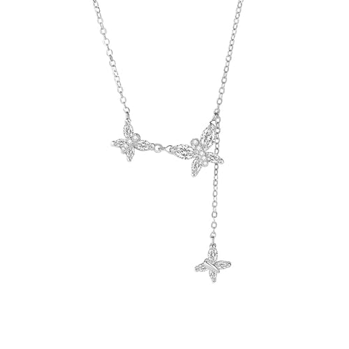 Tolldek Weißgold 14K 585 Halskette Damen Vintage, Schmetterling Damenkette Anhänger mit Moissanit Rundschliff Weiß, Au585 Gold Kette Frauen Echt Gold Schmuck, 40+5 von Tolldek