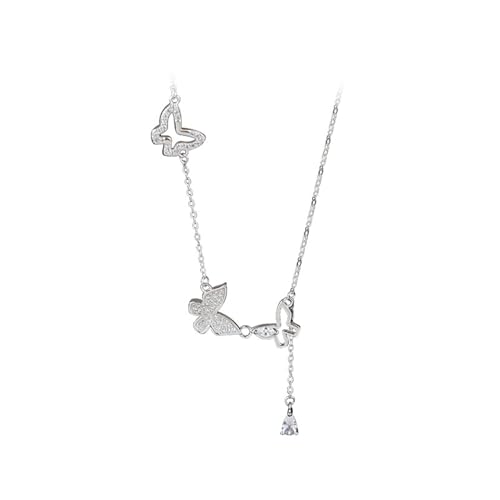 Tolldek Weißgold 14K Ketten Damen, Schmetterling Damenkette Anhänger mit Moissanit Rundschliff Weiß, Au585 Gold Frauen Halskette Echtes, 40+5 von Tolldek