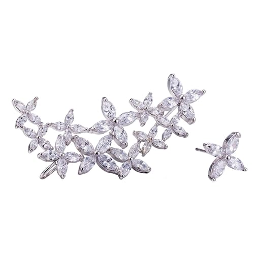 Tolldek Weißgold 14K Ohrringe, Moissanit Blumen Ohrstecker Marquiseschliff, Au585 Gold Ohrstecker Nickelfrei Echter Schmuck von Tolldek