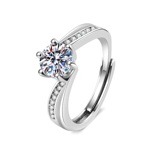 Tolldek Weißgold 18K 750 Partnerringe Echt Schmuck, Labor Erstellt Diamant Verdrehte 6 Steg-Krappenfassung Trauringe, Au750 Gold Ring Echt Schmuck, 51 (16.2) von Tolldek