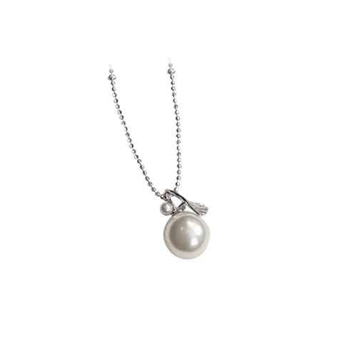 Tolldek Weißgold 18K Halsketten Damen Echt Gold, Anhänger Damenkette Ginkgo Biloba mit Perle Rundschliff Weiß, Au750 Gold Ketten für Frauen, 40+5 von Tolldek