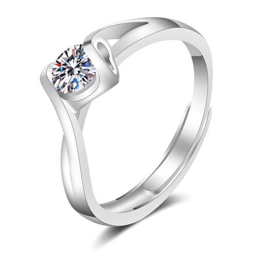 Tolldek Weißgold 9K Au375 Antragsring Echt Schmuck, Moissanit Hohl Herz Trauringe, Gold 375 Pärchen Ringe Echt Schmuck, 63 (20.1) von Tolldek