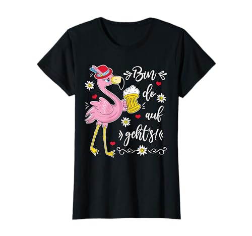 Bin Do Auf Geht´s Lustiges Flamingo Dirndl Ersatz Damen T-Shirt Bin Do Auf Geht´s Lustiges Flamingo Dirndl Ersatz Damen T-Shirt von Tolle Designs im Trachten Stil als Dirndl Ersatz