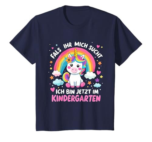 Süßes Regenbogen Einhorn Für Mädchen Erster Tag Kindergarten T-Shirt von Tolle Einschulungsshirts Für Jungen Und Mädchen