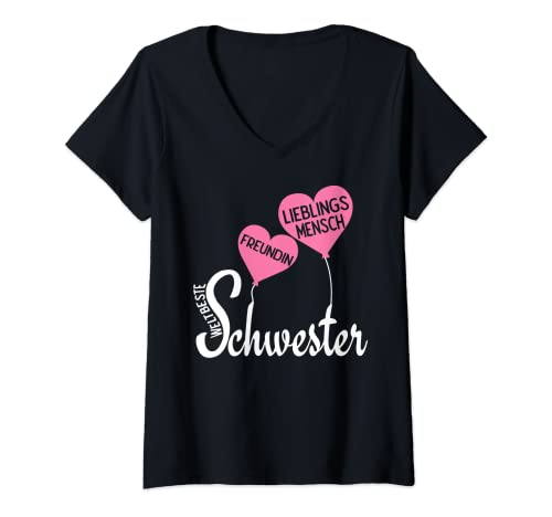 Damen Weltbeste Schwester Lieblingsmensch T-Shirt mit V-Ausschnitt von Tolle Geschenkidee Für Schwester