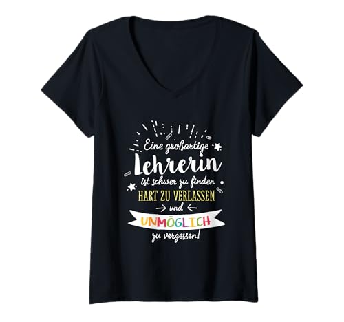 Damen Tolles Lehrer Geschenk Abschied High School lustig T-Shirt mit V-Ausschnitt von Tolle Geschenkidee für Lehrerin Spruch Geschenk