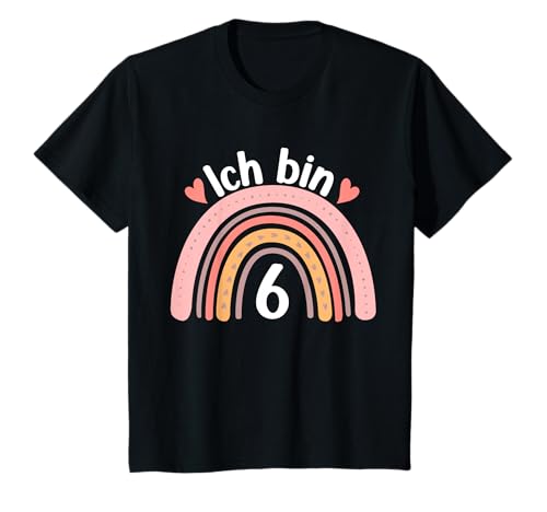 Ich bin 6 Jahre Mädchen Geburtstag 6 boho Regenbogen T-Shirt von Toller Regenbogengeburtstag für Kinder Co.