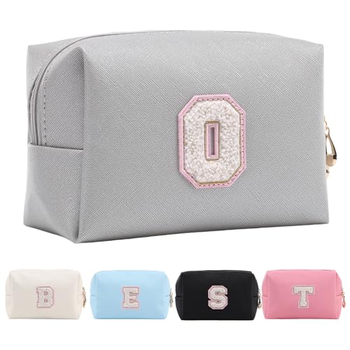 Personalisierte Make-up Tasche für Frauen,A-Z Initialen wasserfeste Reise Kosmetiktasche aus Leder,Geburtstagsgeschenk für Frauen und Mädchen,Kosmetiktasche für Braut und Brautjungfer von Tolmaiertu