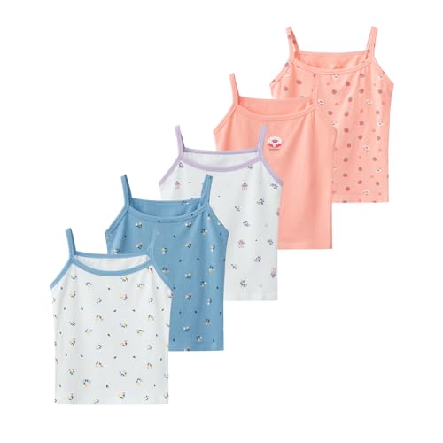 Tolmaiertu 2–10 Jahre Mädchen Baumwollwesten Tank Top Camisole Weiche Tagless Cami Kinder Unterhemden 5er Pack von Tolmaiertu