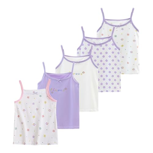 Tolmaiertu 2–10 Jahre Mädchen Baumwollwesten Tank Top Camisole Weiche Tagless Cami Kinder Unterhemden 5er Pack von Tolmaiertu