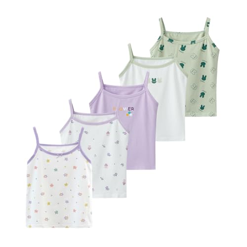 Tolmaiertu 2–10 Jahre Mädchen Baumwollwesten Tank Top Camisole Weiche Tagless Cami Kinder Unterhemden 5er Pack von Tolmaiertu
