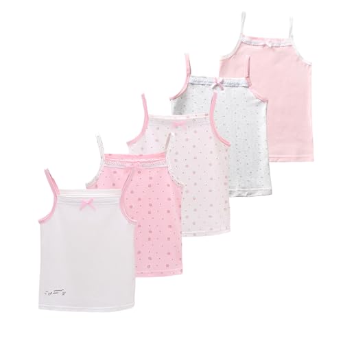 Tolmaiertu 2–10 Jahre Mädchen Baumwollwesten Tank Top Camisole Weiche Tagless Cami Kinder Unterhemden 5er Pack von Tolmaiertu
