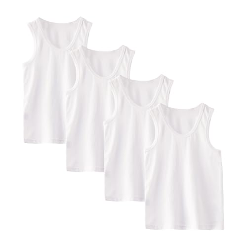 Tolmaiertu 4er-Pack Jungen Unterhemden Baumwolle Tank Top ärmellos weich atmungsaktiv Unterhemden für Jungen 2–10 Jahren von Tolmaiertu