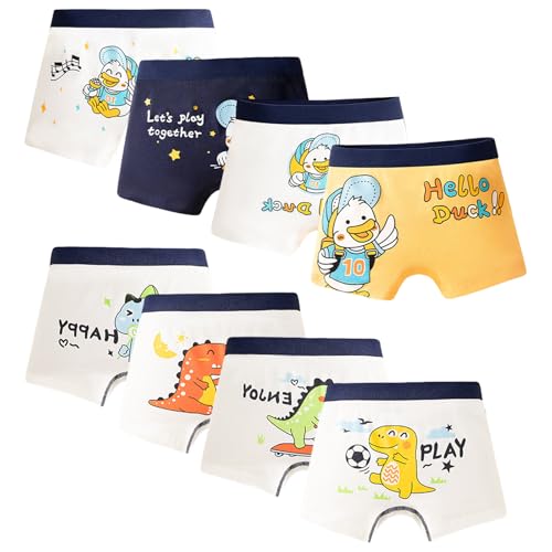 Tolmaiertu Jungen Unterhosen Baumwoll Boxershorts Dinosaurier Muster Kinder Boxer Unterwäsche 8 er Pack,3–13 Jahre von Tolmaiertu