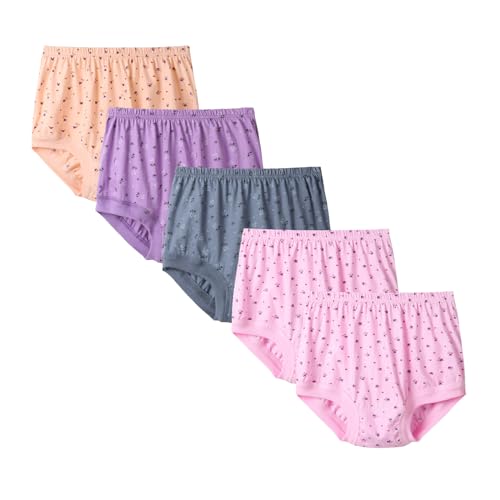 Tolmaiertu Unterhosen Damen, Dehnbare Baumwolle Hohe Taille Atmungsaktiv Damen Slip Weich Bequem Unterhose 5er Pack von Tolmaiertu