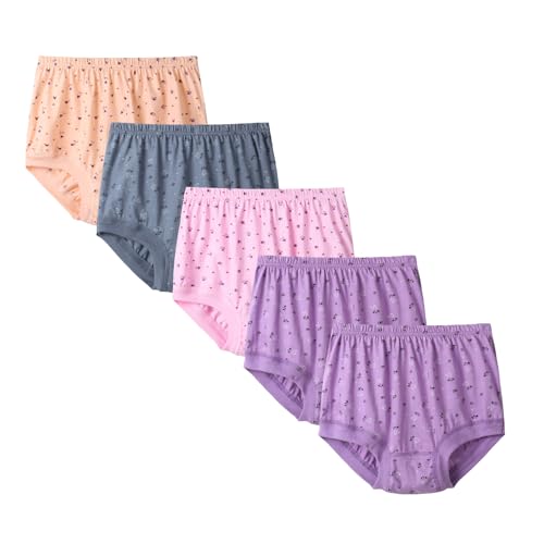 Tolmaiertu Unterhosen Damen, Dehnbare Baumwolle Hohe Taille Atmungsaktiv Damen Slip Weich Bequem Unterhose 5er Pack von Tolmaiertu