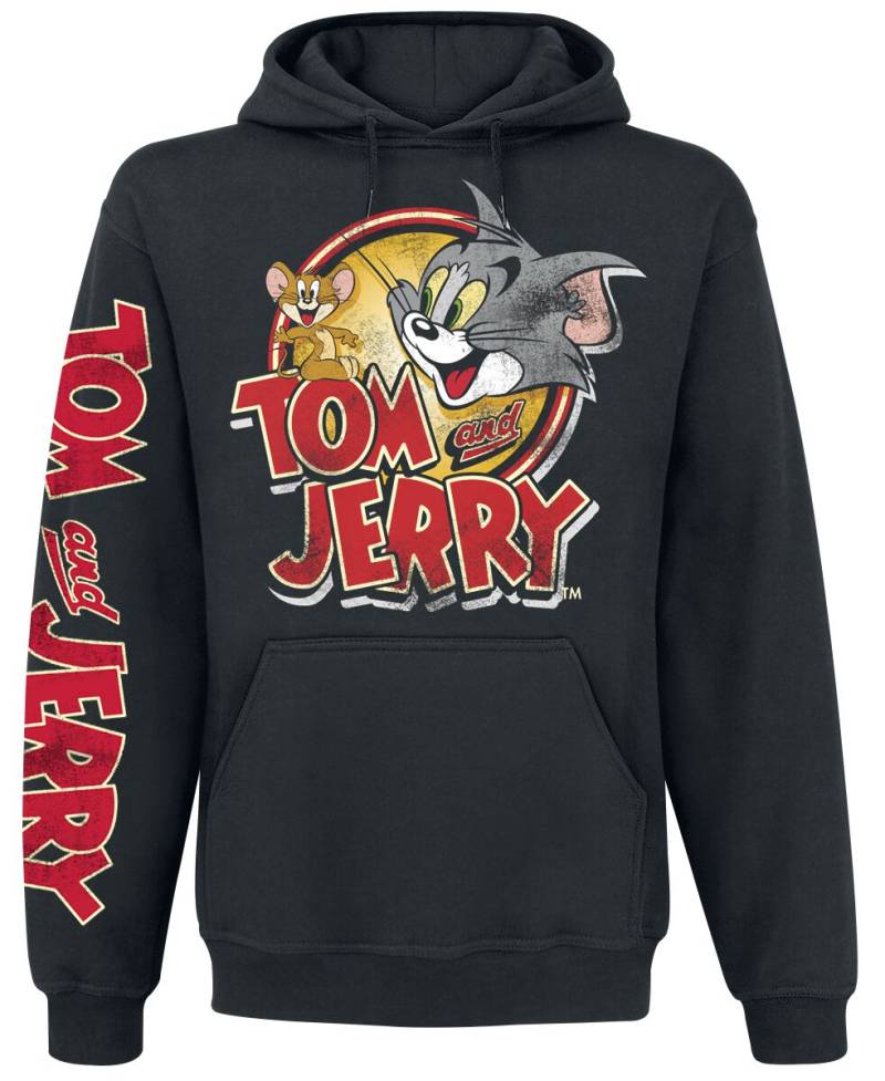 Tom And Jerry Kapuzenpullover - Cartoon Logo - S bis XXL - für Männer - Größe S - schwarz  - EMP exklusives Merchandise! von Tom And Jerry