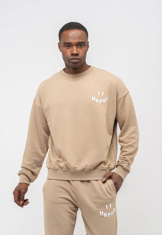 Tom Barron Freizeitanzug Mens Oversize Happy Print Sport Sweatshirt, mit sportivem Design von Tom Barron