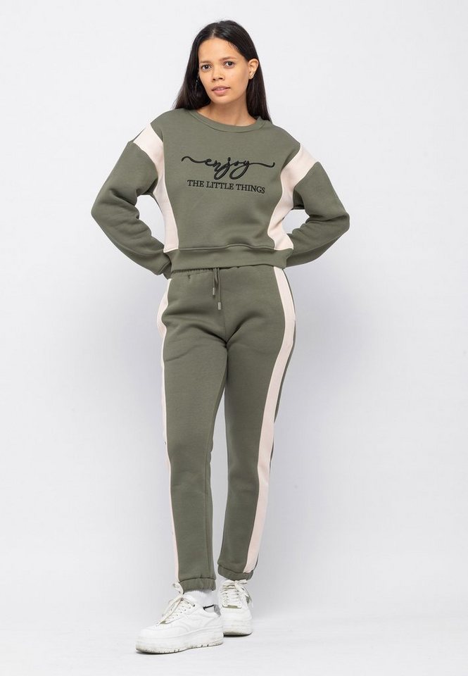 Tom Barron Freizeitanzug Tom Barron Women Casual Regular Size Tracksuit With Chest Embroidery, mit modernem Design von Tom Barron