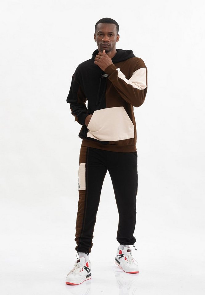 Tom Barron Sportanzug Colorblock Sporty Hoodie Set, mit Label-Applikationen von Tom Barron