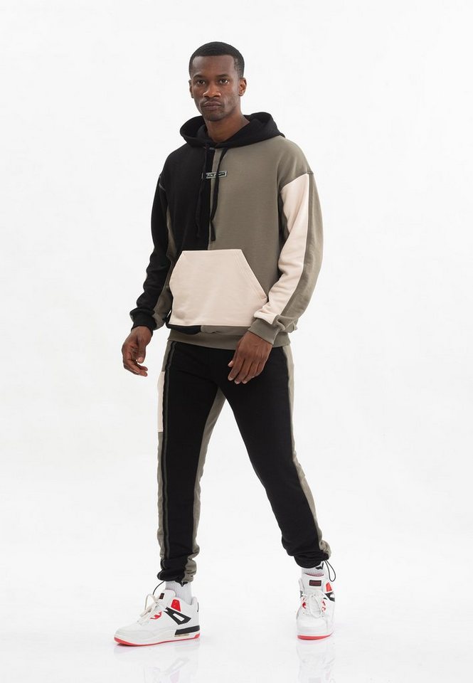 Tom Barron Sportanzug Colorblock Sporty Hoodie Set, mit Label-Applikationen von Tom Barron