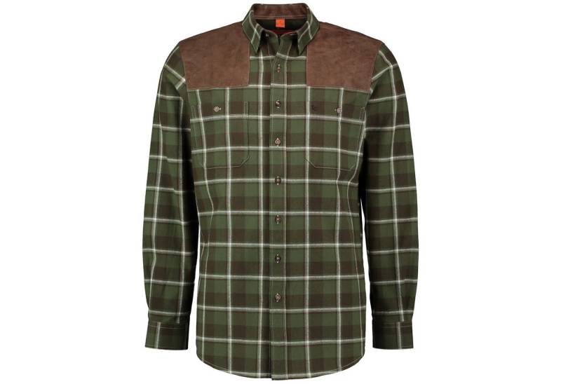Tom Collins Karohemd Forsthemd mit Besatz Jagdhemd Herren oliv/grün kariert von Oefele von Tom Collins