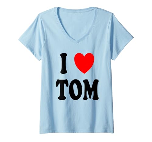 Damen Vorname Tom I Love Tom T-Shirt mit V-Ausschnitt Damen Vorname Tom I Love Tom T-Shirt mit V-Ausschnitt von Tom First Name Family Gifts Co.
