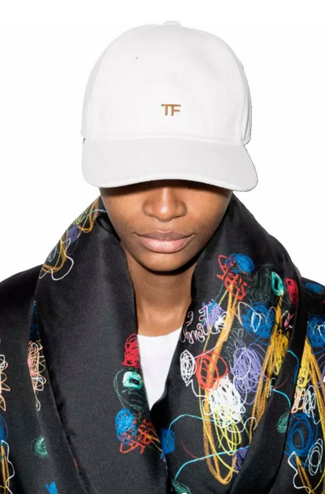 Tom Ford Baseball Cap TF Gold-Logo Canvas Baseballkappe Cap Unisex Kalbsleder besatzt, Goldfarbene Metallakzente von Tom Ford