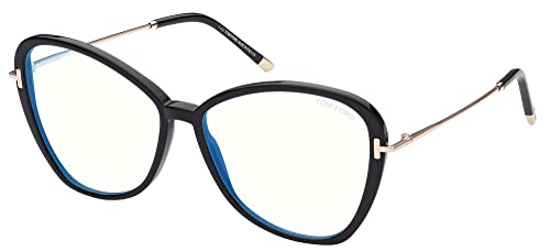 Tom Ford Brillen FT 5769-B BLUE BLOCK Shiny Black/Blue Filter 56/14/140 Damen von Tom Ford