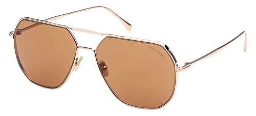 Tom Ford GILLES-02 FT 0852 Shiny Rose Gold/Brown 61/14/145 Herren Sonnenbrillen von Tom Ford