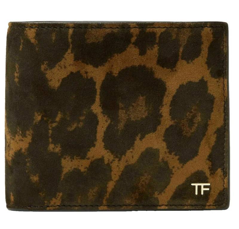 Tom Ford Geldbörse Herren Portemonnaie Nubuck Leder Leopard Print Bifold, Lieferung in Original-TOM-FORD-Box mit Staubbeutel von Tom Ford