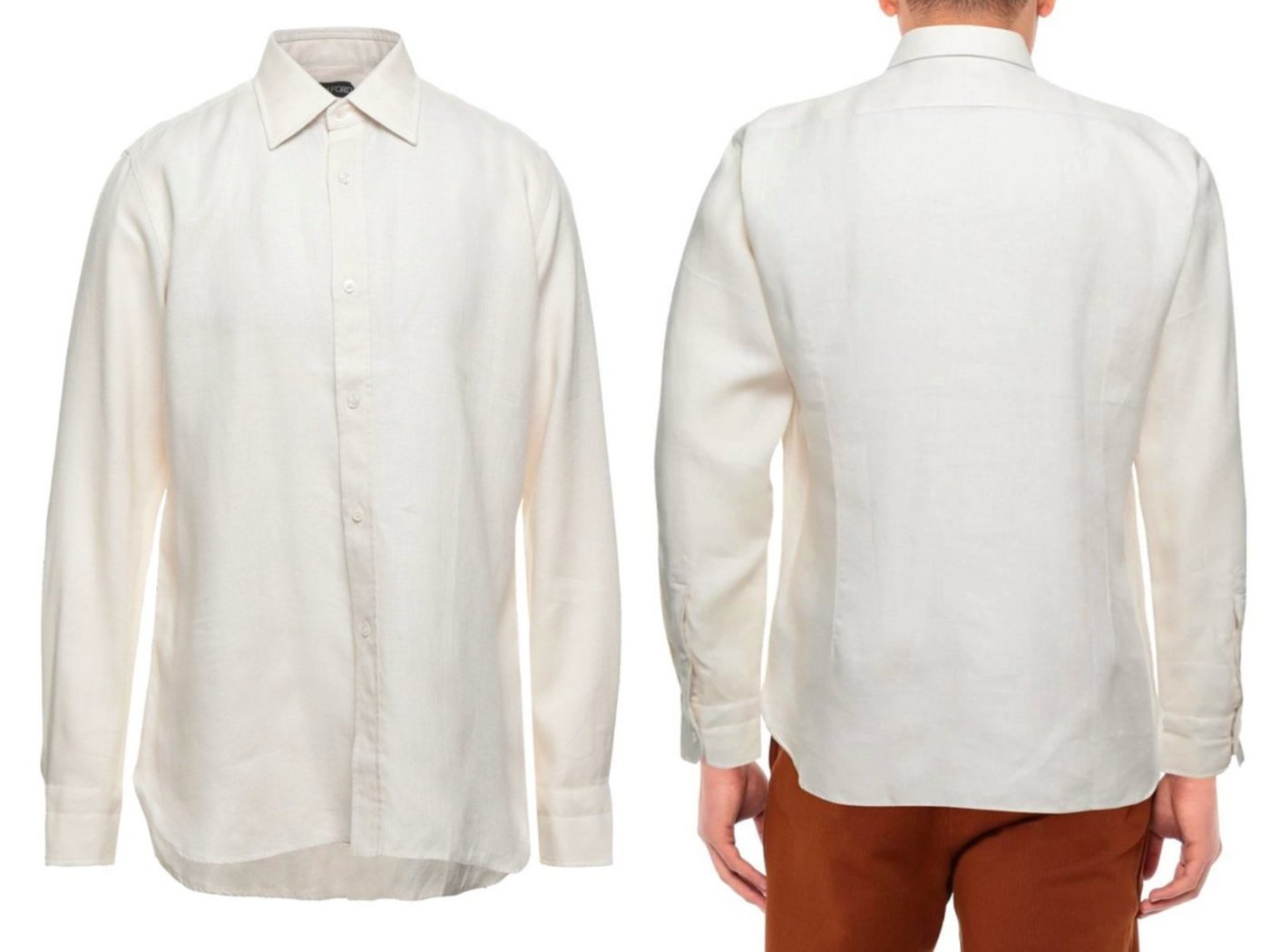 Tom Ford Langarmhemd TOM FORD Iconic Luxury Casual Lino Shirt Leinen Hemd Einfarbige Hemden von Tom Ford