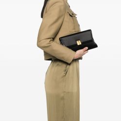 Tom Ford Schwarze Satin-clutch Mit Goldkette von Tom Ford