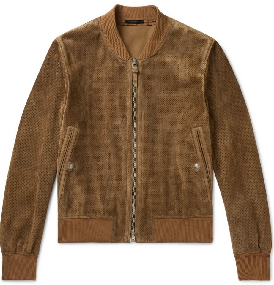 Tom Ford Winterjacke Tom Ford Iconic Perforated Suede Bomber Jacket Leather Jacke Pilot Blo von Tom Ford