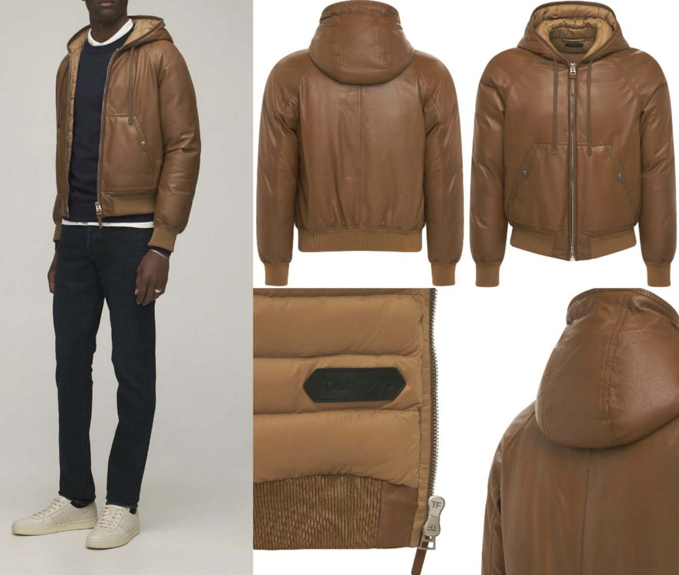 Tom Ford Winterjacke TOM FORD Leather Hooded Jacket Kapuze Blouson Bomber von Tom Ford