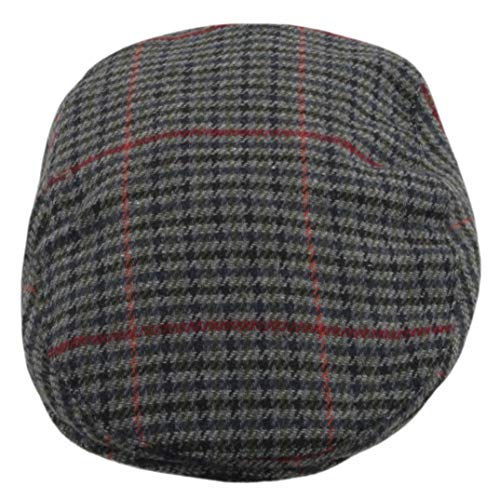 Socks Uwear Unisex Tweed Country Style Flat Cap Hat, Grau Blau Rot, L/XL von Tom Franks