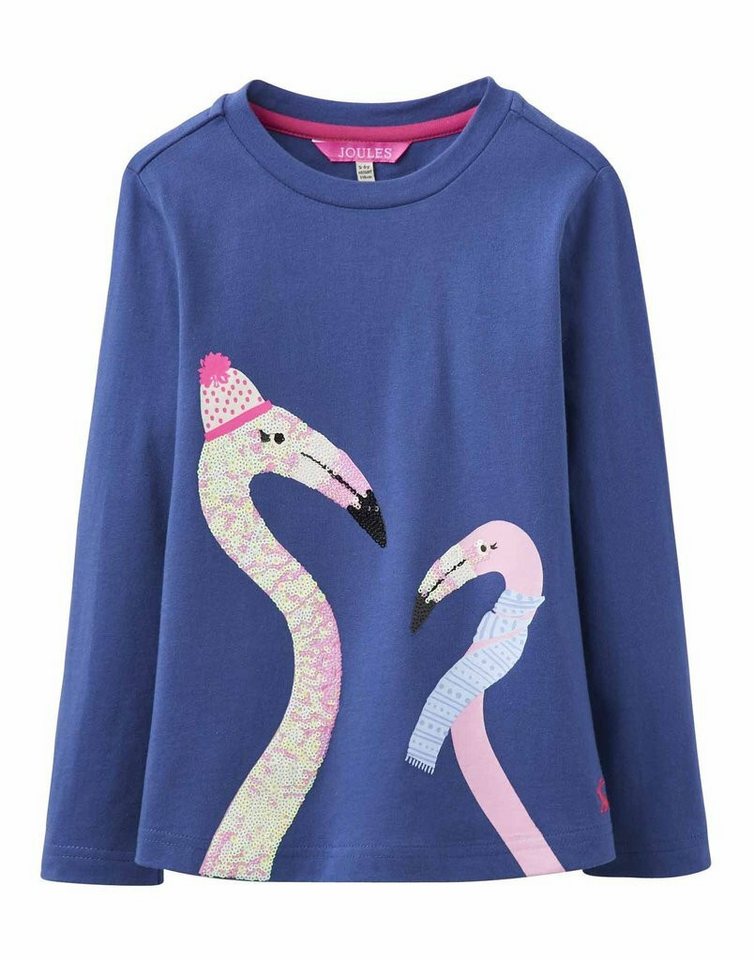 Tom Joule Langarmshirt TOM JOULE Langarmshirt Flamingo blau mit Pailletten von Tom Joule