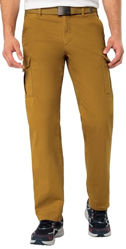 Tom Ramsey Herren Cargohose mit Gürtel, Bequeme Outdoorhose für den Mann, Lange Freizeithose mit geradem Bein & 6 Taschen, atmungsaktiv & hautfreundlich, Curry, Gr. 58 von Tom Ramsey