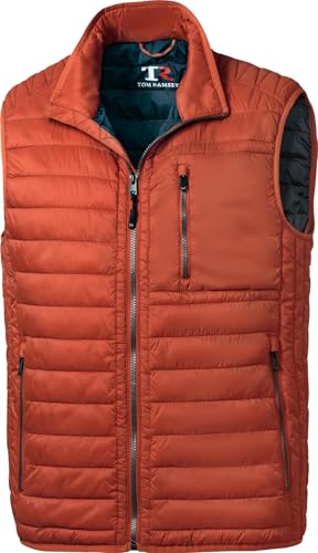 Tom Ramsey Herren Steppweste leicht, wattierte Outdoor-Weste mit 5 Taschen, ärmelloses Gilet für Herbst & Übergangszeit, leichte Freizeitweste, Terrakotta, Gr. 60 von Tom Ramsey
