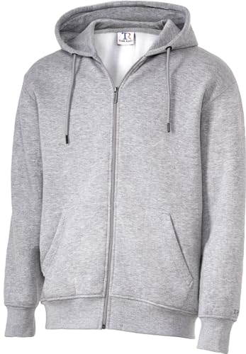 Tom Ramsey Sweatjacke für Damen und Herren, herrlich weicher Kapuzenpullover, Hoody mit Kapuze, Sweatshirt, Grau-mele, Gr. L von Tom Ramsey