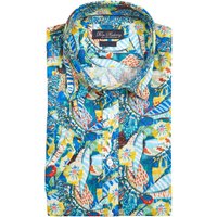 Tom Rusborg Leinen-Kurzarmhemd mit Allover-Print von Tom Rusborg