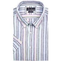 Tom Rusborg Leinen-Kurzarmhemd mit Multistreifen von Tom Rusborg