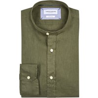 Tom Rusborg Unifarbenes Leinenhemd mit Stehkragen von Tom Rusborg