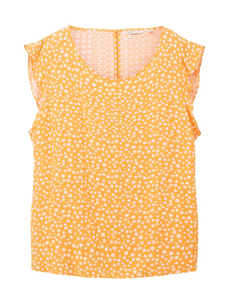 TOM TAILOR DENIM Damen Ärmellose Bluse, orange, Blumenmuster, Gr. XL von Tom Tailor Denim