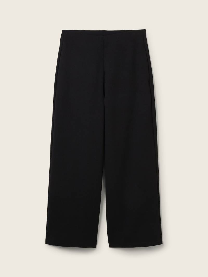 TOM TAILOR DENIM Damen High Waist Culotte Hose, schwarz, Uni, Gr. S von Tom Tailor Denim