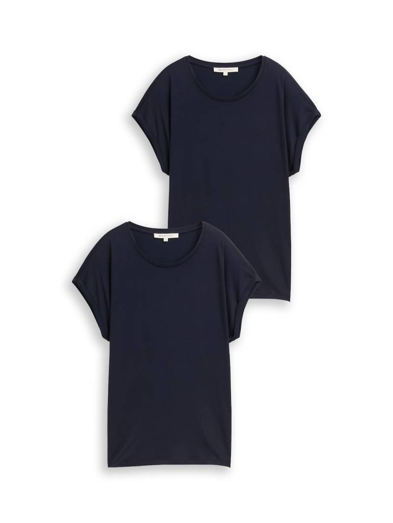 TOM TAILOR DENIM Damen Basic T-Shirt, blau, Uni, Gr. XS TOM TAILOR DENIM Damen Basic T-Shirt, blau, Uni, Gr. XS von Tom Tailor Denim
